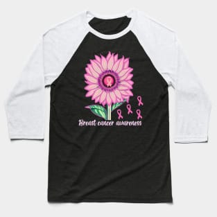 Breast Cancer Awareness Sunflower Baseball T-Shirt